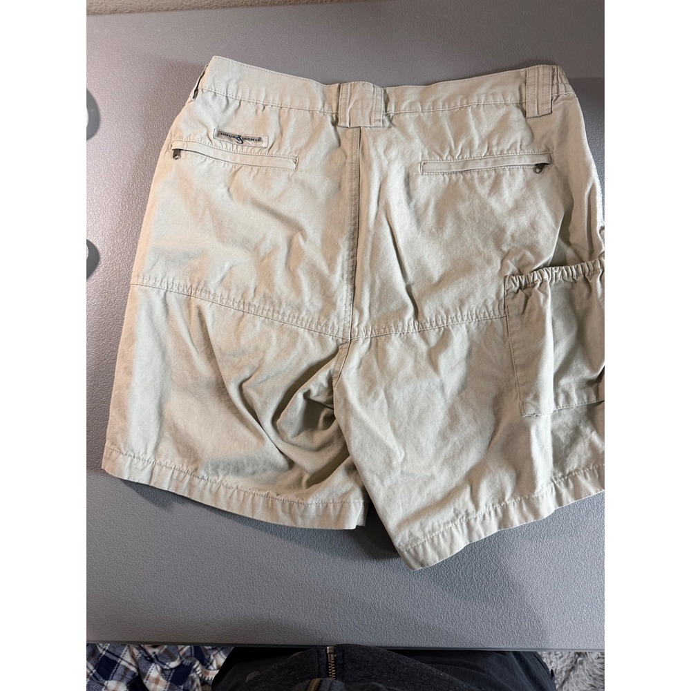 Hook & Tackle Mens Khaki Beer Can Island Fishing Cargo Shorts Size 36 M019910 - Picture 5 of 8